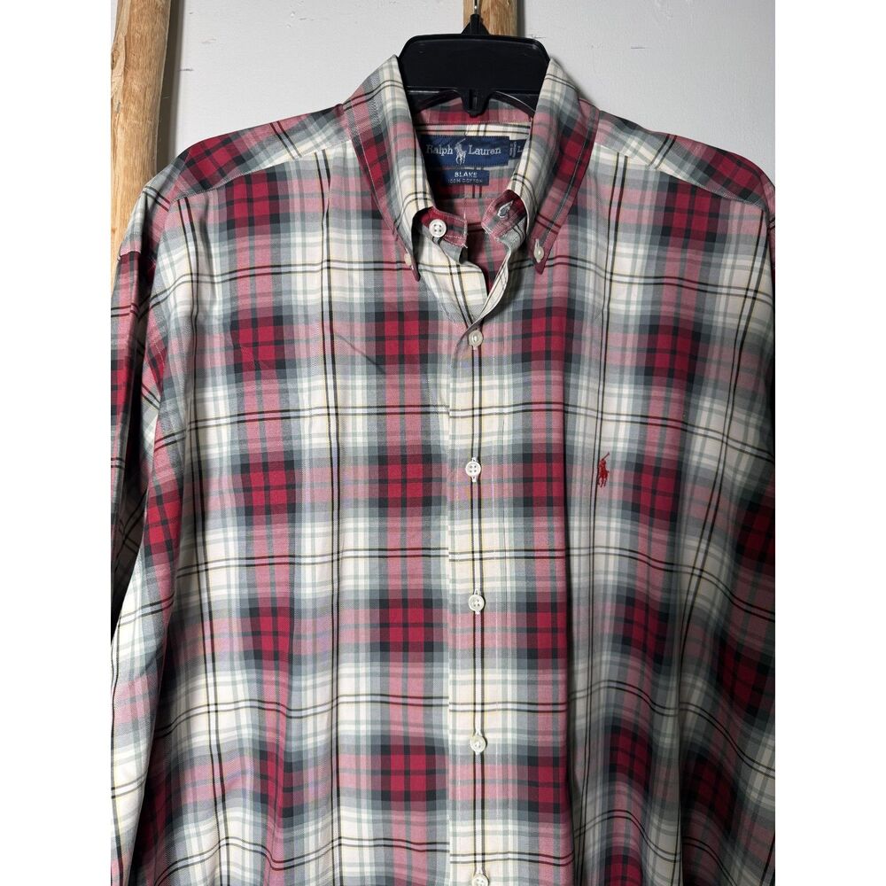 Polo Ralph Lauren Blake Plaid Red Button Down Shirt Men Large Cotton Classic Fit